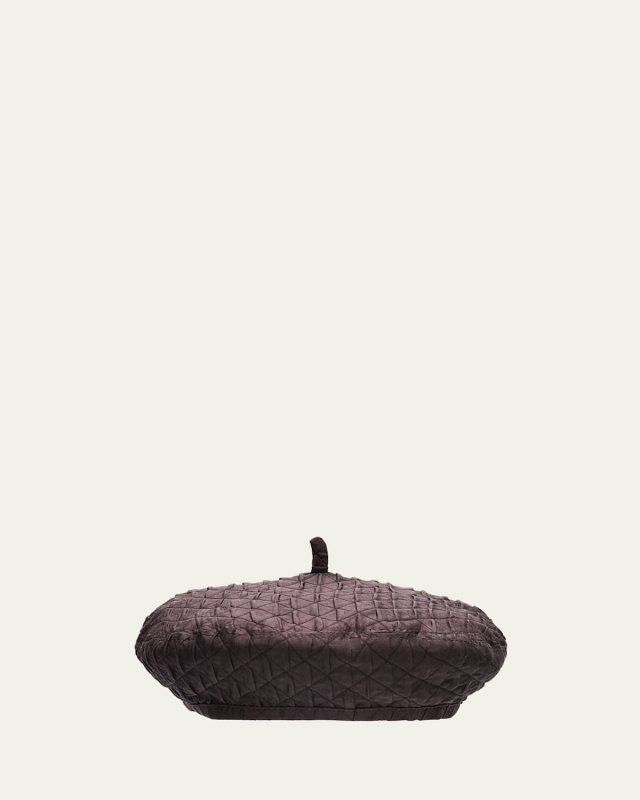 Anna Diamond-Stitched Silk Beret